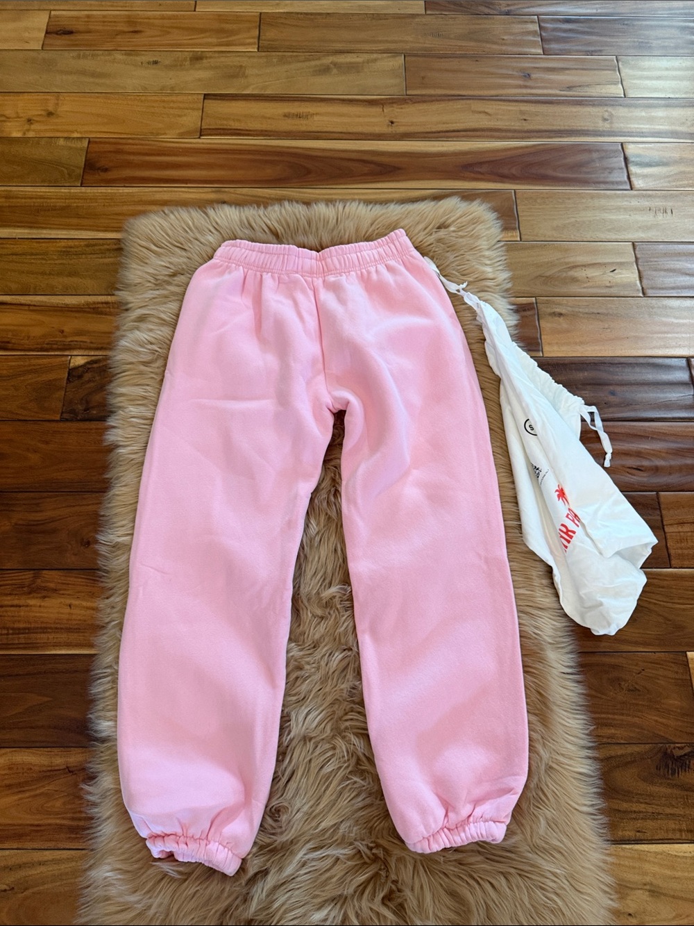Pink Palm Puff Sweatpants - Pink New Sz Small Tall - Picture 6 of 8